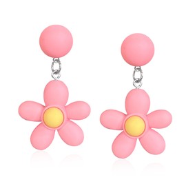 YUNXI Daisy Flower Earrings for Women Resin Flower Daisy Dangle Wild Lily Petals Hawaii Earrings (Pink)