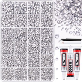 32000 piezas de diamantes de imitación de resina para embellecer, gemas planas transparentes plateadas para arte de diamantes, kit de diamantes de imi