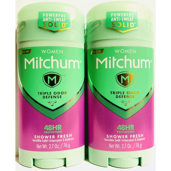 Mitchum Antiperspirant & Deodorant For Women - Invisible Solid - Shower Fresh - Net Wt. 2.7 OZ (76 g) Per Stick - Pack of 2 Sticks