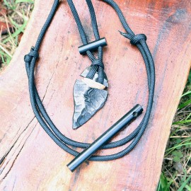 Refining Fire Forge Arrowhead Pendant Outdoor Survival Necklace Fire Starter