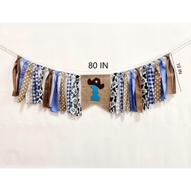 Cowboy High Chair Banner - Farm High Chair Banner First Birthday, One High Chair Banner for boy, Holy Cow Im One Party Decorations, Cow 1st Birthday Banner (Cowboy Banner)