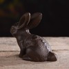 BRASSTAR Cast Iron Rabbit Statue 3.1”Garden Home Office Desk Decor