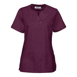CLINIC DRESS Women's Tunic with Extra Width in the Hip Area, Curvy Cut, 2 Side Slits, Wash at 95 Degrees, plum