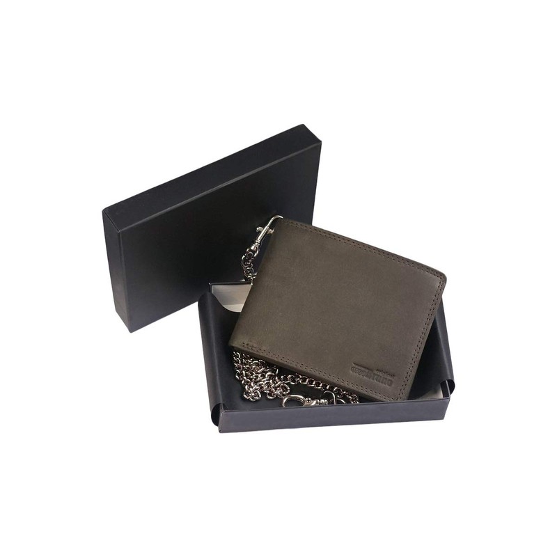 Chain Wallet Landscape Format, dark brown, Vintage