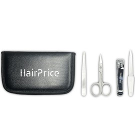 Haiprice Maniküre-Set, Schwarz, 4-teilig – Nagelschneider, Schere, Feile und Pinzette