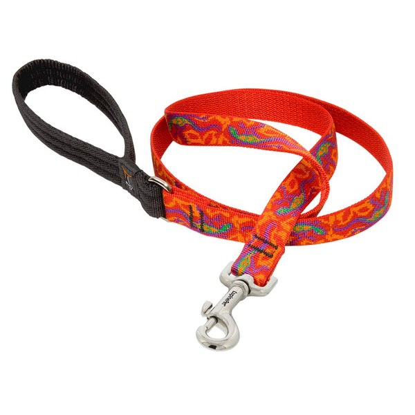 LupinePet Originals 3/4" Go Go Gecko 6-Foot Padded Handle Leash for Medium and Larger Dogs