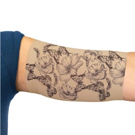 Linphelle Picc Line Microfibre Coverpicc Arm Catheter Masking Tape Made of Breathable Design Fabric, Arm Sleeve Ideal for PICCs, Blood Glucose Monitor and Tattoo Cover, Butterfly Design, Size S