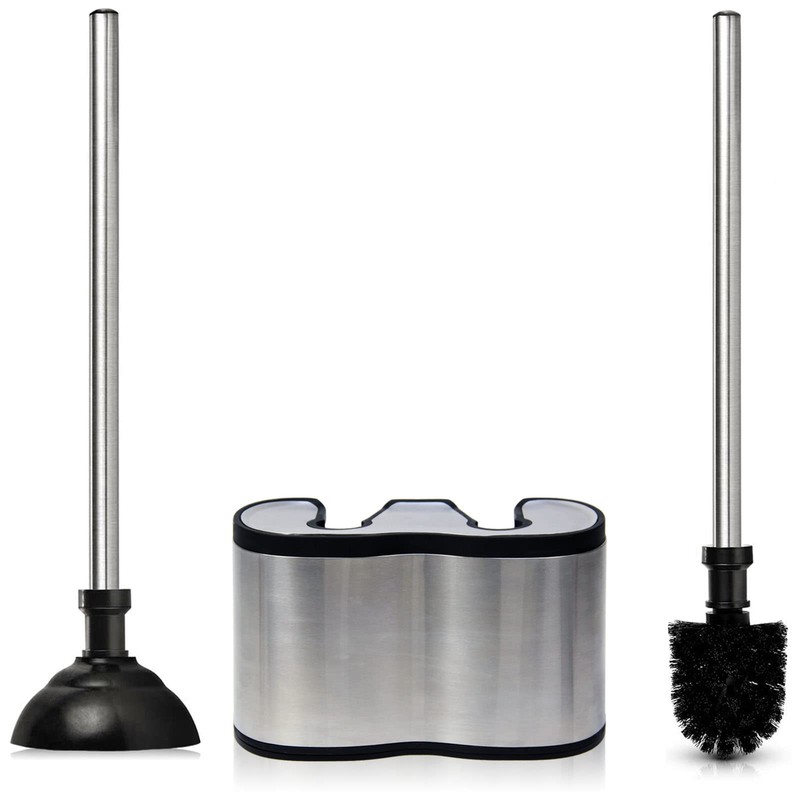 Casaphoria Stainless Steel Toilet Bowl Brush with Holder and Plunger