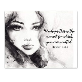 Esther 4:14"Perhaps This is the Moment for Which You Were Created." Bible Verse Wall Print- Unframed 11 x 14 Black & White Print - Inspirational Gift for Family & Friends