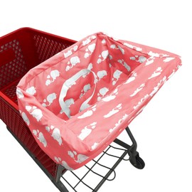 Brain Architect Child Portable Shopping Cart Cover | High Chair and Grocery Cart Covers for Babies, Kids, Infants & Toddlers ✮ Includes Free Carry Bag ✮ (Simple Pink Elephant)