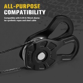 BUNKER INDUST 10 Ton Snatch Block, Recovery Winch Pulley Block for 0.59"~0.79" Diameter Synthetic Rope or Steel Cable - Heavy Duty Winch Accessories for Truck, ATV, UTV Offroad Recovery