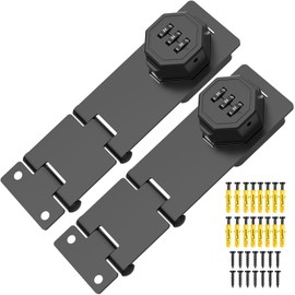 YogePote 90 Degree Cabinet Locks with Combination, Mechanical Folding Door Latch, Keyless Password Rotary Hasp Latch Lock for Office File Cabinet, Drawers, Locker, Small Door, Cupboard (2, Black)