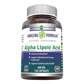 AMAZING NUTRITION - Ácido Alfa Lipoico 600 mg - Suplemento Antioxidante ALA Alta Potencia - 120 Cápsulas - Metabolismo Energético y Protección Celular