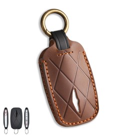 Rulansda Fits The Remote for Hyundai Key fob Cover Perfectly, Compatible with Genesis Electrified G80 G70 G90 GV60 GV70 GV80 5 Button Key Protector Fob Chain Shell Case Accessories/Brown