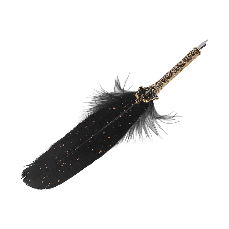 Quill Pen Set Retro Elegant Exquisite Pattern Smoothing Writing Feather