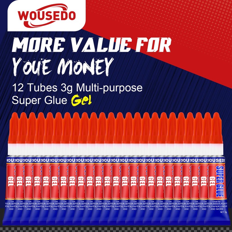 12 x 3g Super Glue Gel, Quick Dry, Thick Formula,