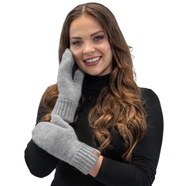 Vivisence Stylish Women's Mittens Made Of Warm And Soft Yarn With Elegant Ribbed Cuff Design Ideal For Stylish Outfits Perfect Gloves For Cold Winter And Autumn Weather, Light Grey,UNI