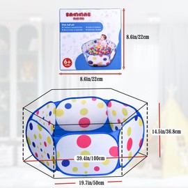 Kids Ball Pit, Blue Large Pop Up Toddler Ball Pits Play Tent for Toddlers 1-3 Girls Boys for Indoor&Outdoor Play Tent with Zipper Storage Bag, Balls Not Included, 39.4 Inch