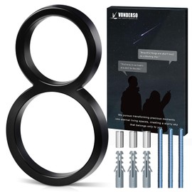 VONDERSO 6 Inch Floating House Numbers for Outside,Modern Black Metal Address Number 8,Durable Weather-Resistant Powder Coated Finish,No Fading(Glossy Black)