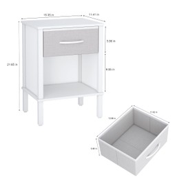 YAUKOMEL Small Nightstand Set of 2, White Nightstand with Fabric Drawers, Bed Side Table, End Table, Modern Nightstand for Living Room,Bed Room,Small Space,White CTG68WB-2