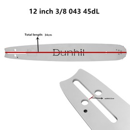 Dunhil 12 Inch R45 Chainsaw Bar & 2pcs Chains 3/8" Pitch .043" Gauge 45DL for DeWalt DCCS620, for Ryobi RY40500 P548BTL, for Black & Decker LCS1240 Chainsaw