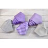 KissTies Mens Lavender Tie for Men Grid Necktie Wedding Ties