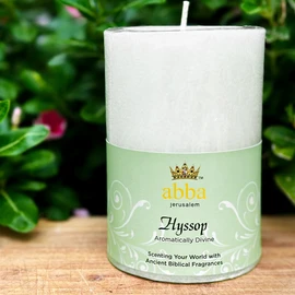 Hyssop Pillar Candle 4.25" - ABBA Jerusalem : Spiritual Emphasis - Purification & Empowerment : Psalm 51:7. "Purge me with Hyssop and I Shall be Clean; wash me and I Shall be Whiter Than Snow.