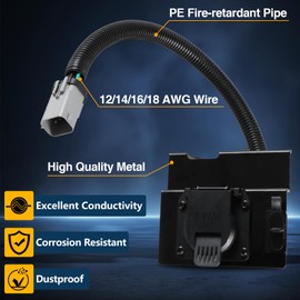 FUSCH 4 y 7 pines arnés de cableado de remolque adaptador de enchufe plano de 7 vías con soporte de montaje compatible con Ford F250 F350 Super Duty 1999 2000 2001 reemplazo#:YC3Z-13A576-CA