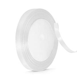 Bealif White Satin Ribbon, 6mm X 22m White Solid Color Fabric Ribbons Thick Decorative Ribbon for Hair Bows, Sewing Project, Gift Wrapping, Crafting, Floral,Wedding Decoration(25 Yards)