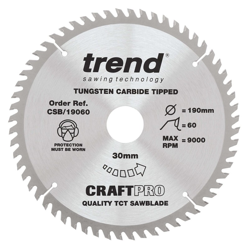 Trend Wood Circular Saw Blade, 190mm Diameter, 30mm Bore, 60