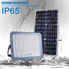 2-Lights 100W Solar Powered Flood Light Outdoor with Remote Controller ,Dusk to Dawn 6000K IP67 Waterproof Solar Led Security Street Light for Pool Fence,Yard ,Garage ,Path ,Patio ,Shed ,Barn ,Garden.