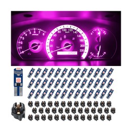 KHGUZ 40PCS Car Dashboard T5 LED Lights, Super Bright Auto Instrument Panel 3030-3SMD Bulb Replacement, Vehicle Gauge Cluster Indicator Accessories, Universal for RV, SUV, Truck (Pink/Purple)