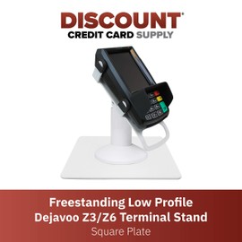DCCStands Dejavoo Z3 / Z6 Low Profile Freestanding Swivel Stand with Square Plate (White) - Fits Dejavoo Z6 HW # v1.3