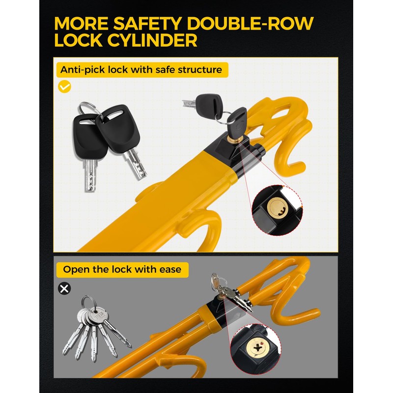 KYX Steering Wheel Lock,Car Club Steering Wheel Lock Car Double
