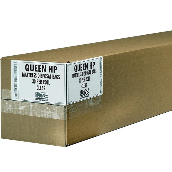 Aluf Plastics High Performance Queen Size Mattress 2.5 MIL (eq) Clear Waterproof Cover Bags - 72" x 94" - Pack of 30 - for Moving, Storage, & Commercial