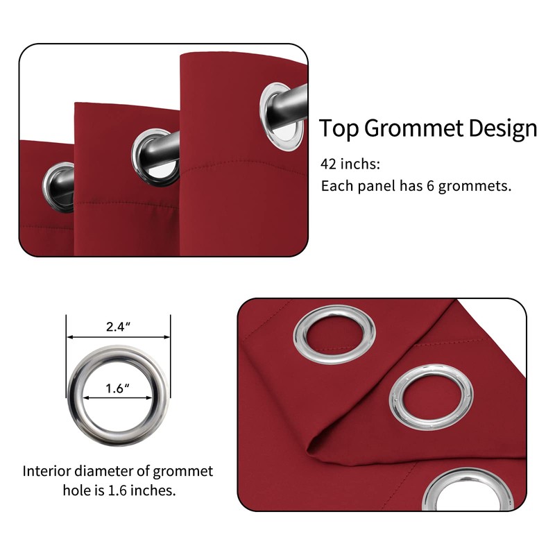 Easy-Going Blackout Curtains for Bedroom, Solid Thermal Insulated Grommet and
