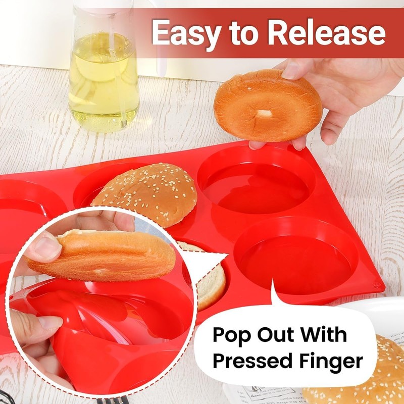 CAKETIME Jumbo Muffin Top Pan, Silicone Egg Molds for Breakfast
