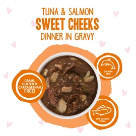 Weruva B.F.F. OMG - Best Feline Friend Oh My Gravy!, Tuna & Salmon Sweet Cheeks with Tuna & Salmon in Gravy Cat Food, 3oz Pouch (Pack of 12)