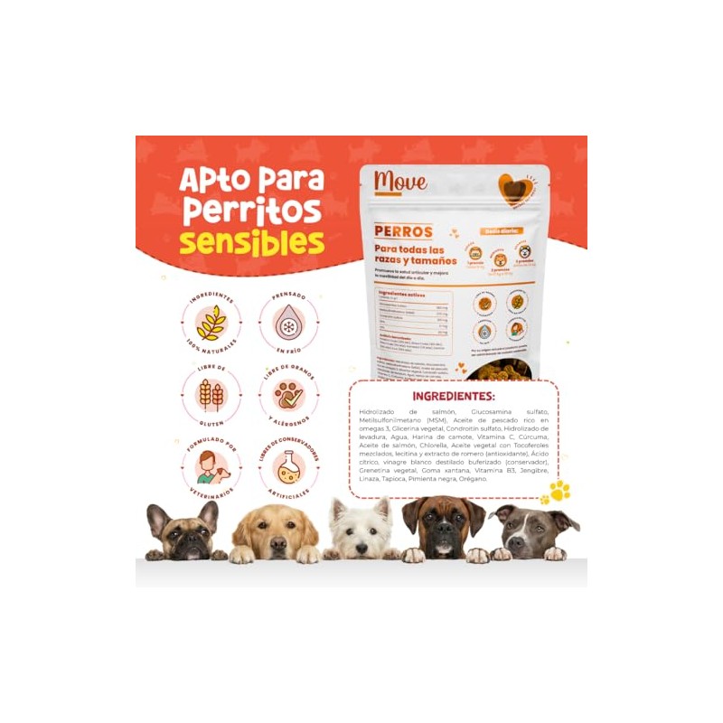 Waggys Move, Suplemento Articular con Glucosamina para Perros, 60 pzs
