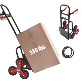 Stair Climbing Cart, 330 lbs Capacity Hand Truck Dolly with 6 Wheels, Heavy-Duty Folding Trolley with Dual Handles & Elastic Rope for Home, Office, Shopping, Moving & Warehouse