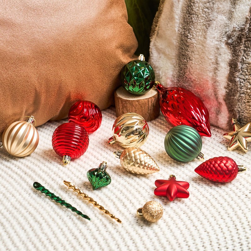 JORNOY 128 Pack Christmas Tree Ornaments Set, Classic Shatterproof Hanging