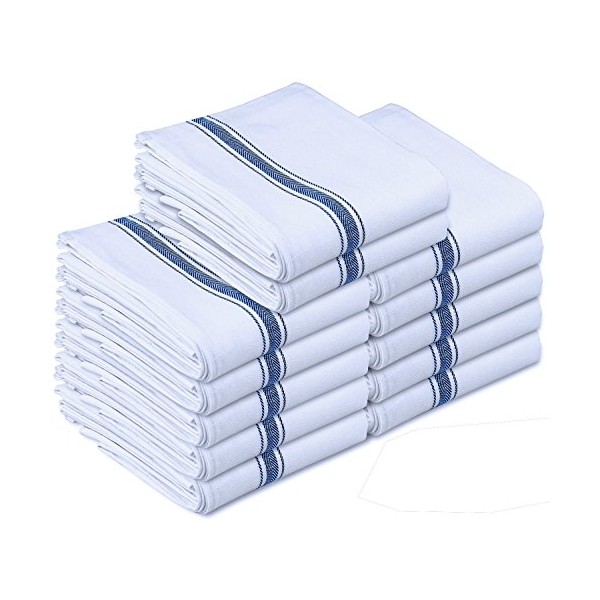 Utopia Towels Blue Kitchen Towels 12-Pack - 100% Cotton Dish Towels - Reusable Cleaning Dish Cloths - Super Absorbent - Machine Washable Hand Towels - 15 x 25 Inches