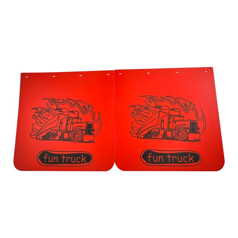BST BSSP 2PCS Universal Red Mud Flaps 24"x24", Straight Heavy