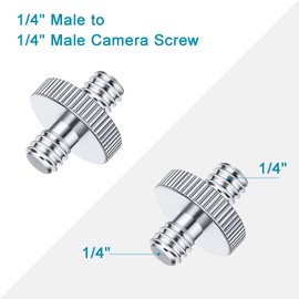 LANXIRE 1/4" Male to 1/4" Male Threaded Tripod Screw Adapter, Double Head Stud Mounting Thread Converter for Camera, Monitor, LED Light, Microphone, Shoulder Rig - 2 Packs