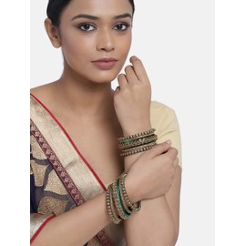Aheli Silk Thread Faux Stone Studded Bangle Set Chuda Ethnic Indian Wedding Wear Fashion Jewelry Gift for Women