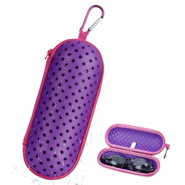 IHLOOTD Swimming goggles case with carabiner, swim glasses case, hard case, protective glasses case, unisex, for swimming goggles, sunglasses and sports glasses, purple