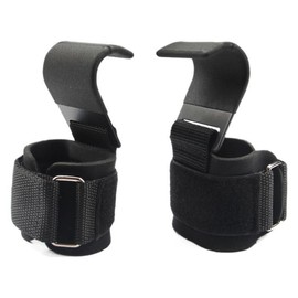 JZS Weight Lifting Hooks with Wrist Straps – Steel Grip Hooks with Padded Adjustable Cuffs for Pull Ups Powerlifting and Gym Training,Black