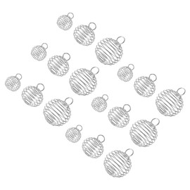 Spiral Bead Cages Pendant Silver: Hollow Lantern Ball Charms Pendant Crystal Stone Holder Necklace Cage 30pcs for Jewelry Making Crafting 15x14mm 25x20mm 30x25mm