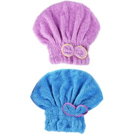2 toallas de microfibra para secar el cabello, turbante ultra absorbente, para mujeres, adultos o niñas, multicolor