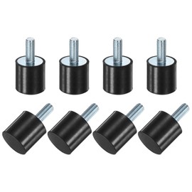 M METERXITY 8-Pack Rubber Mounts D25mmxH25mm Male Vibration Isolators Cylindrical Shock Absorber W M8 x 20mm Studs for Air Compressor/Car/Pump/Boat/Garage Motor/Bobbins Rubber Isolators